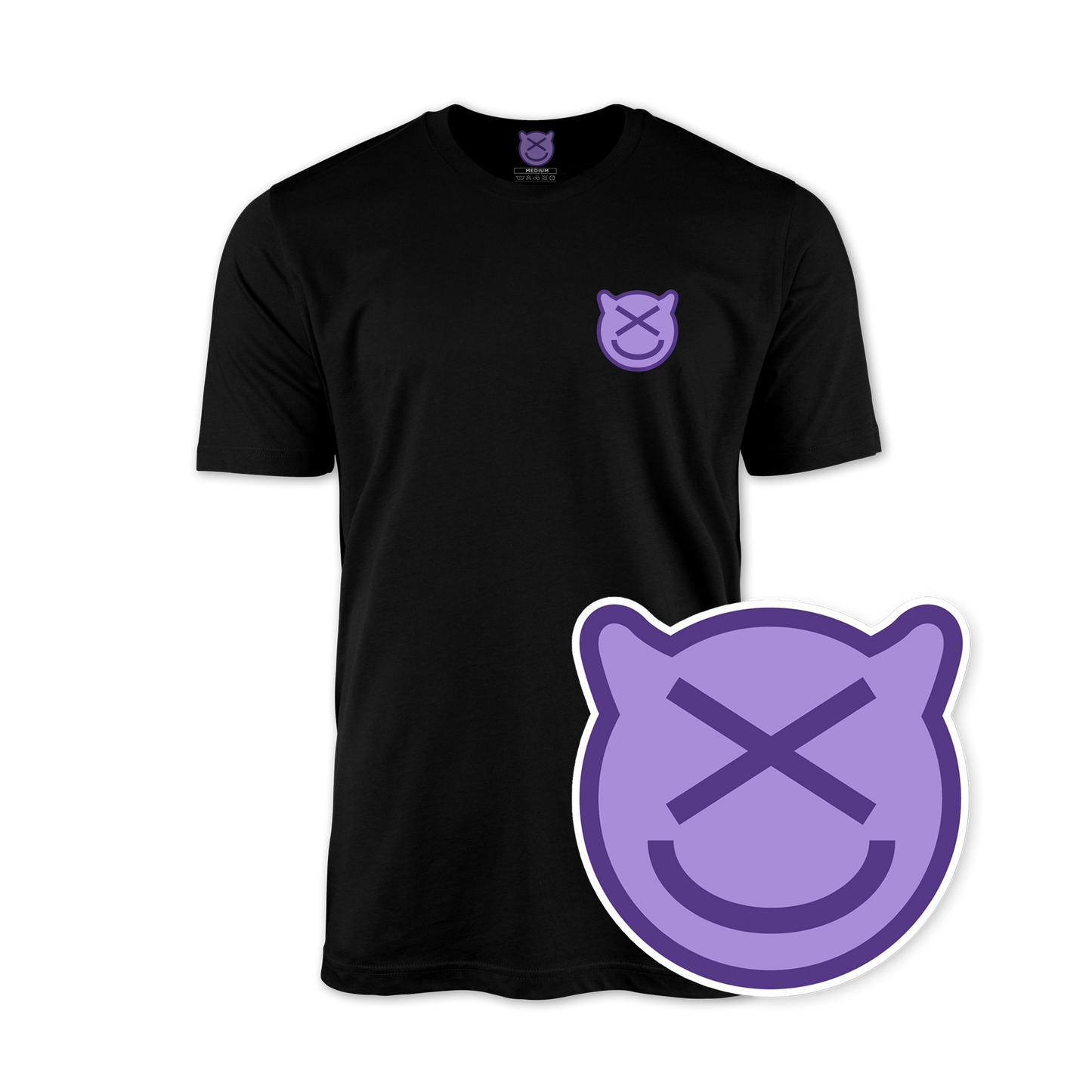 Cx Devil Emoji Shirt with Sticker - Black